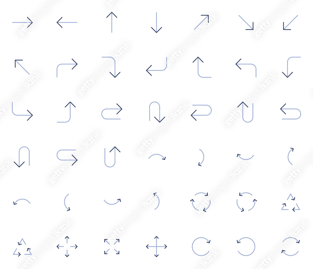 Vector Arrows icon set. Isolated arrow cursor collection. Simple modern ...