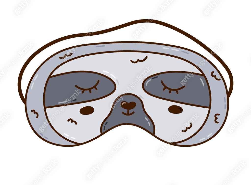 Cute sleeping mask in the shape of sloth head with hand drawn outline ...