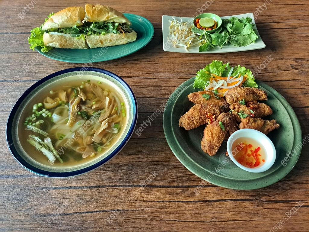 Pho Bo Rice Noodles, Crispy Vietnamese Fried Chicken Wings, Chicken ...