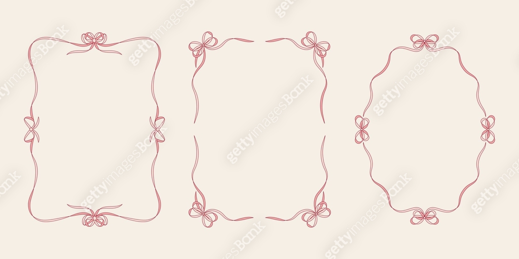 Vintage Bows and Ribbons A4 Frames in cute elegant coquette style. Hand ...