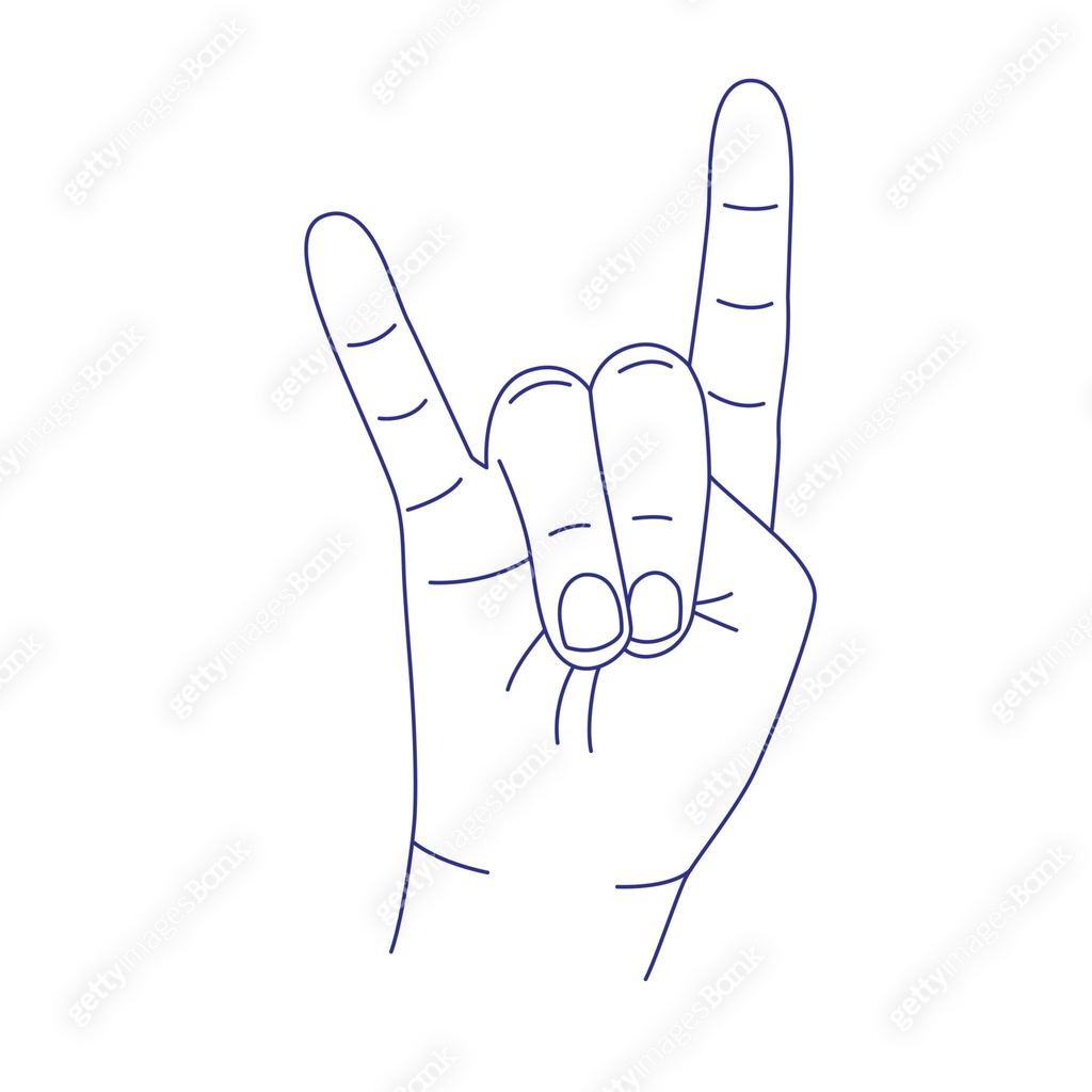Wordle Finger Sign Hand gesture. Sign language. Contour vector illustration. Index, middle ...