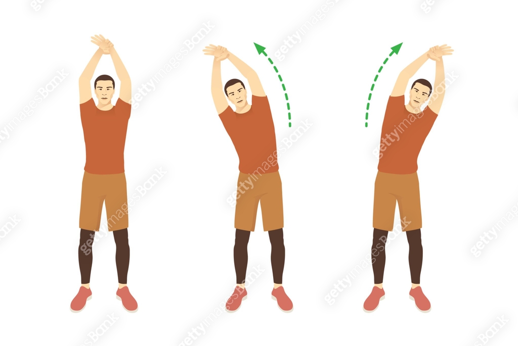 Man doing Standing Side Stretch for Rehabilitation and Flexibility with ...