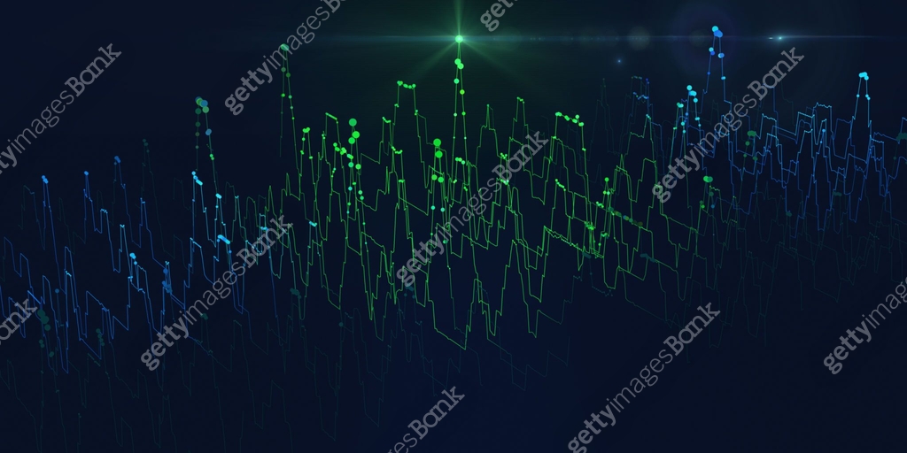 Abstract background color graph from lines and points in noisy grid ...