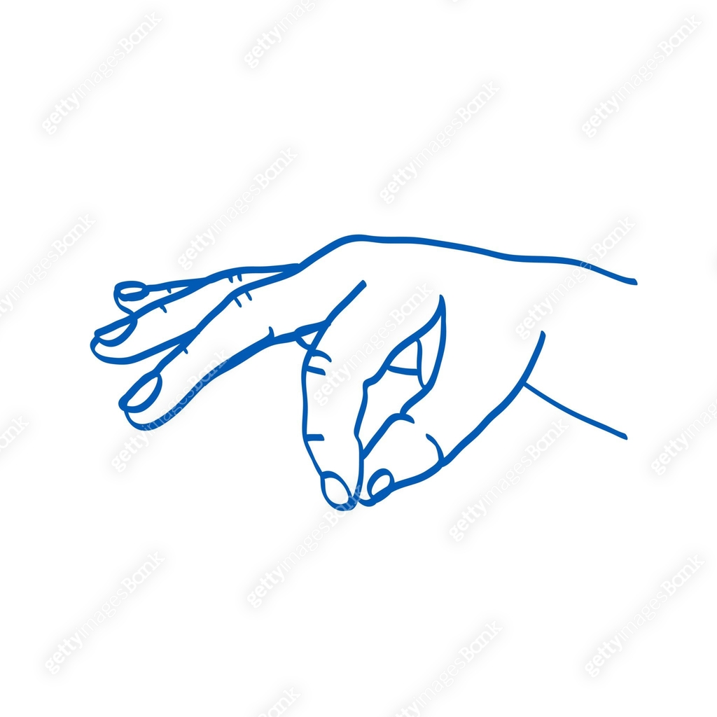 Hand gesture. Sign language. Vector illustration. Index, middle, ring ...