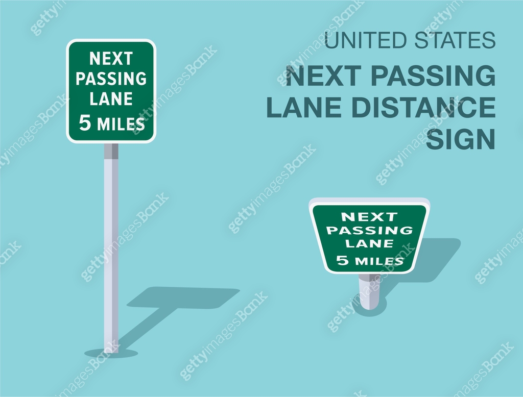 Traffic regulation rules. Isolated United States 'next passing lane ...