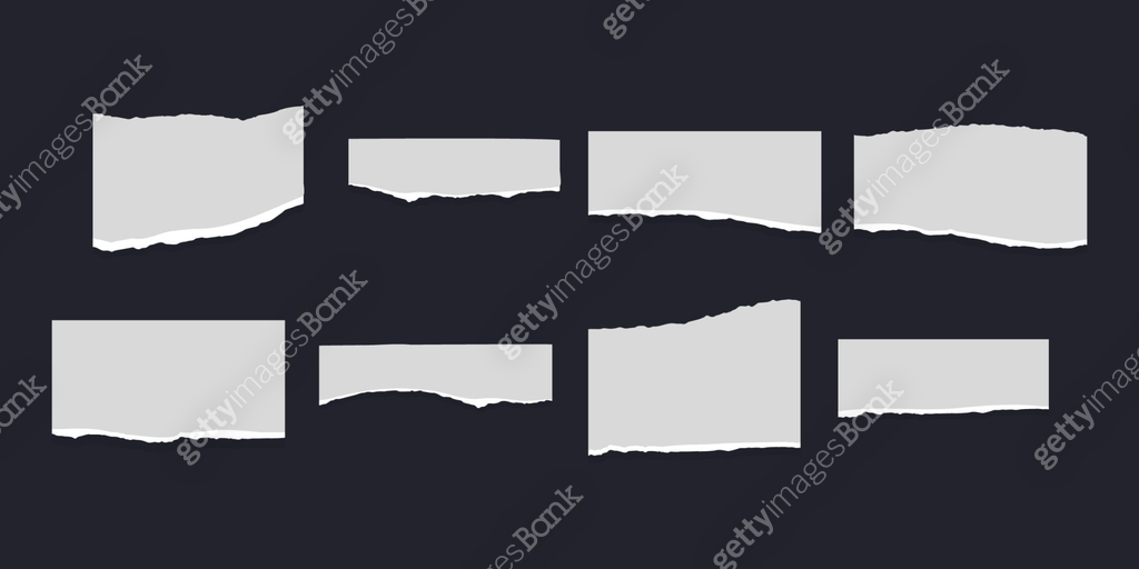 Torn or ripped paper strip collection with grunge edges. Torn notebook ...
