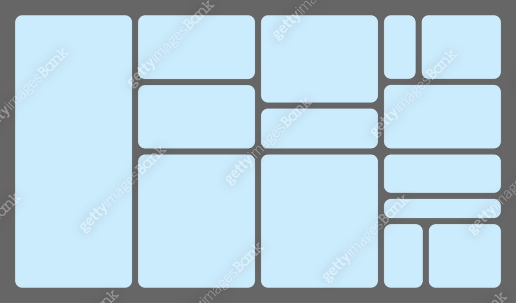Dimensions 16x9 trendy bento grid layout style brick Ui UX templates ...
