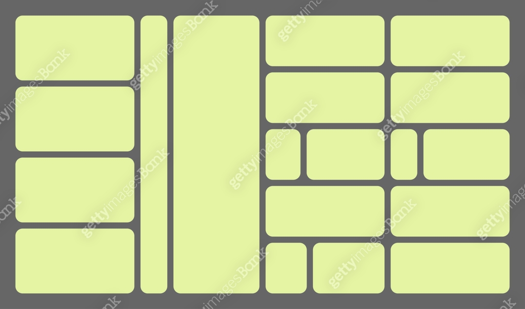 Dimensions 16x9 trendy bento grid layout style brick Ui UX templates ...