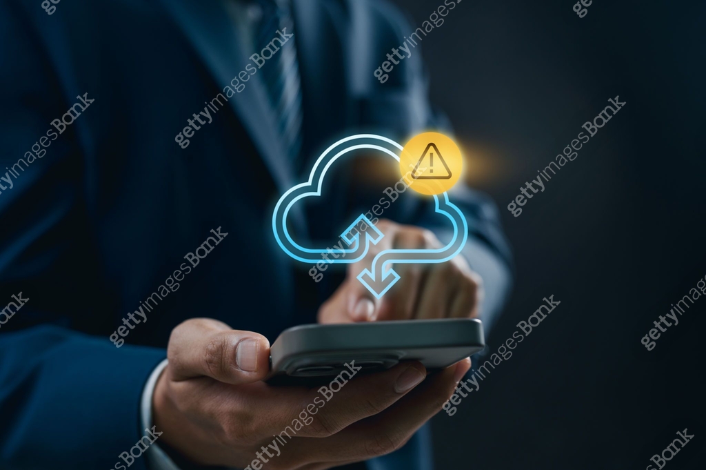 Mobile Cloud Data Alert Notification on Handheld Device, Showcasing ...