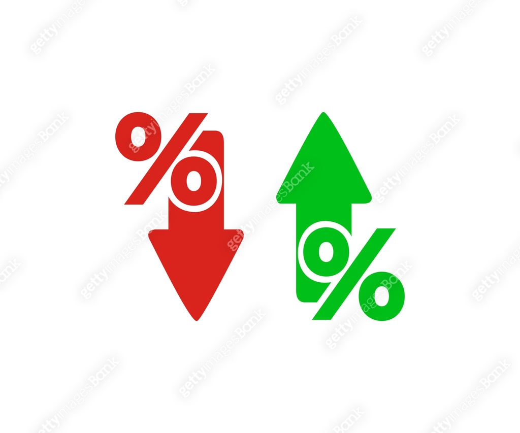 Percentage icon, percent arrows icon. Arrow up icon, decrease arrow ...