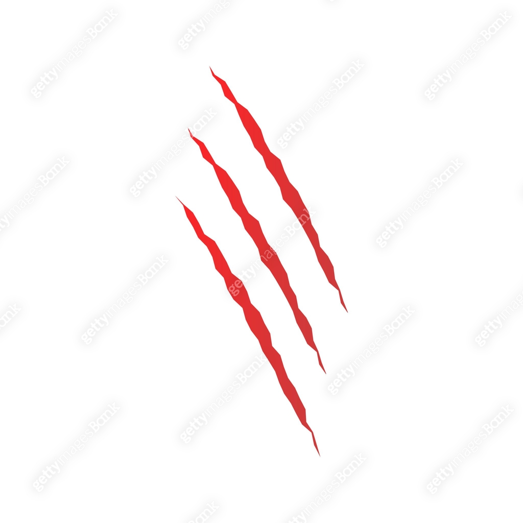 Cat scratch. Red Silhouette of animal claw paw marks isolated on white ...