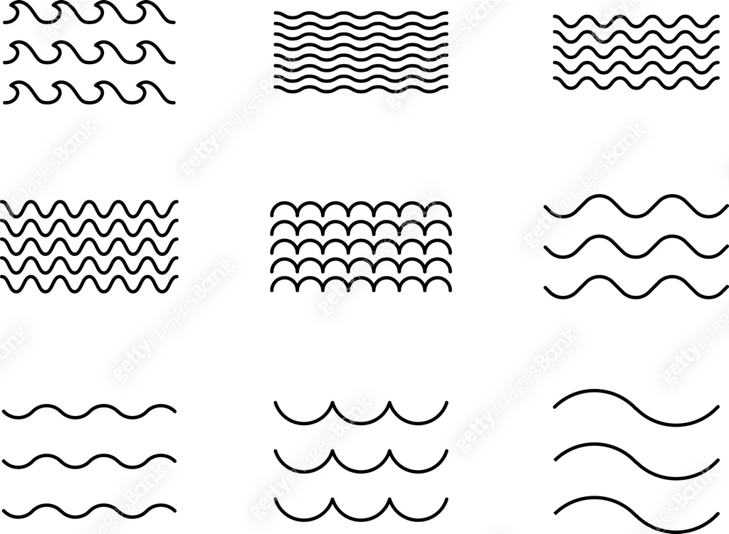 Wave Pattern Ui Water line wave ornament collection for print, UI or app web design ...