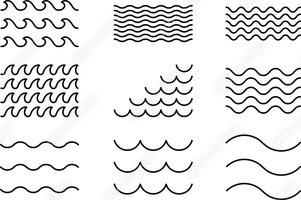 Wave Pattern Ui Water line wave ornament collection for print, UI or app web design ...