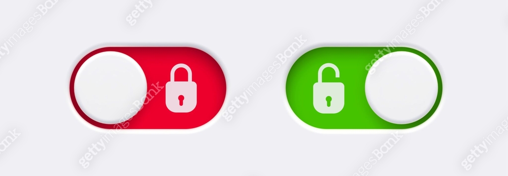 Lock and Unlock toggle switch buttons with open lock and closed lock ...