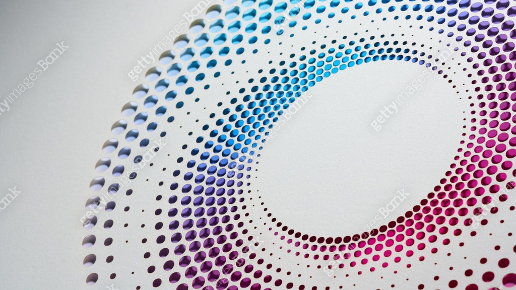 Colorful circular gradient pattern with precision-cut perforations on ...