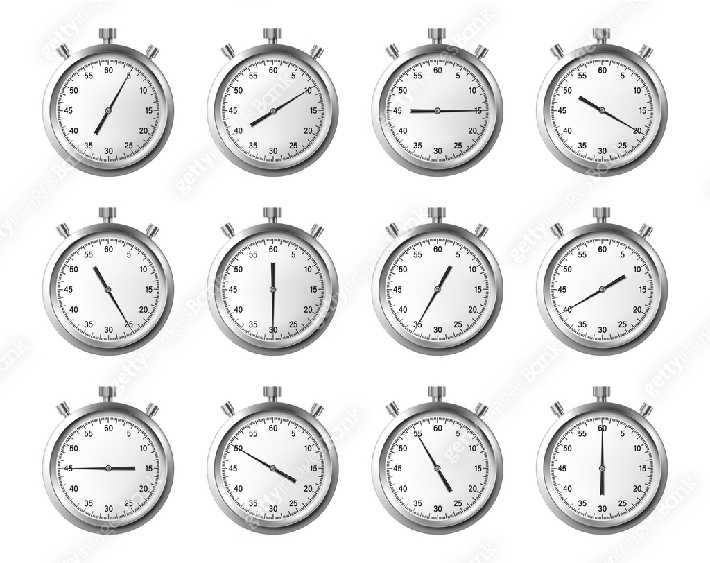 Stopwatches and timers with face and buttons. Vector isolated realistic ...