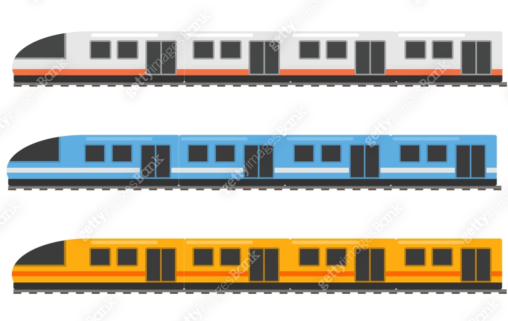 Train, set of realistic trains with locomotives isolated on white ...