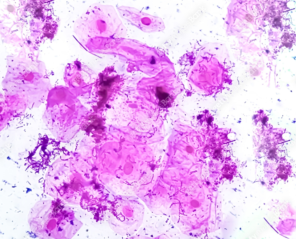 Swab Insect High vaginal swab gram stained microscopic show inflamatory epithelal ...