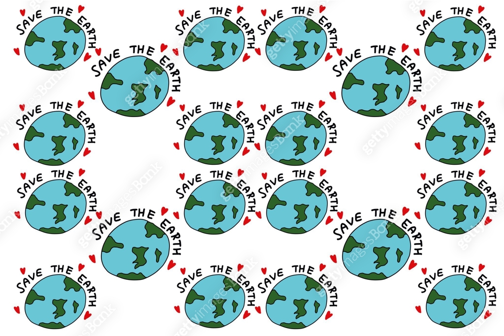 Save Earth Pattern Hand drawn picture of the earth with text SAVE THE EARTH. Seamless ...