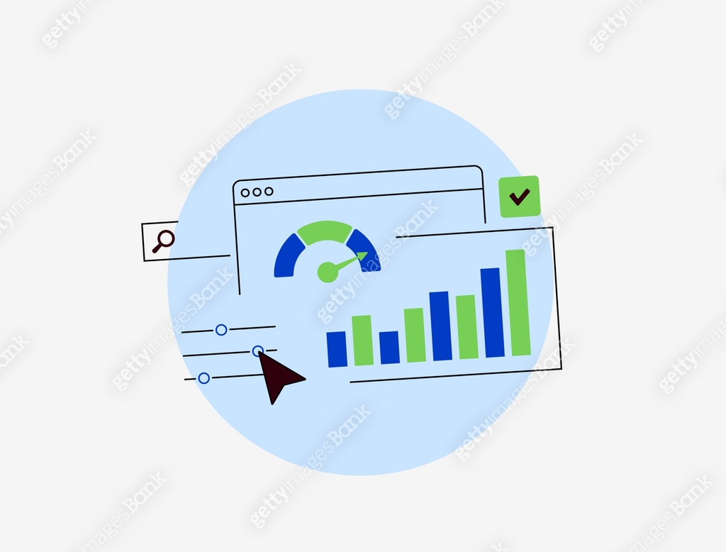 Web Performance Drawing Website performance testing with speed analysis, load time monitoring ...