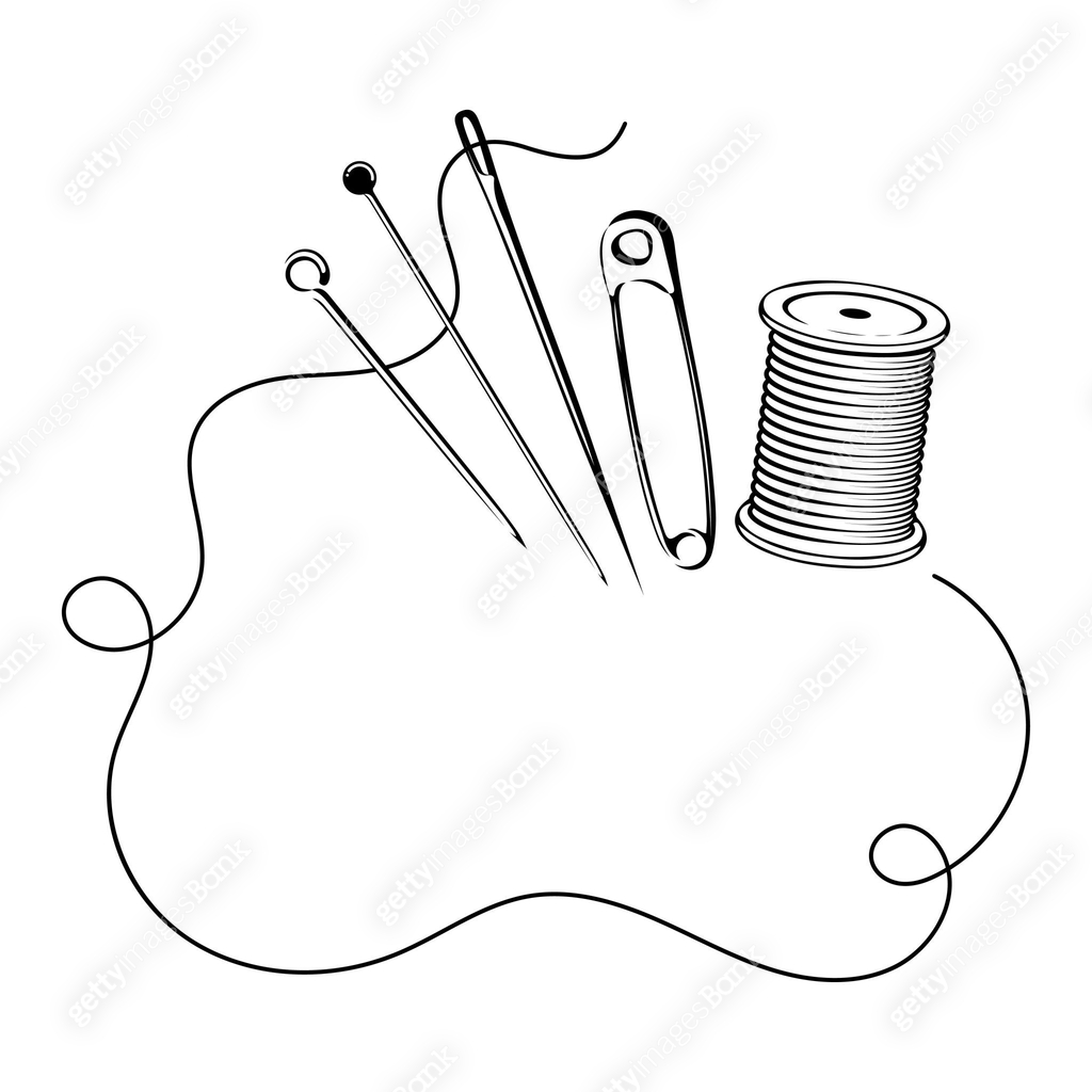 Needle and thread, scissors and spool. Banner for sewing cutting 이미지 ...