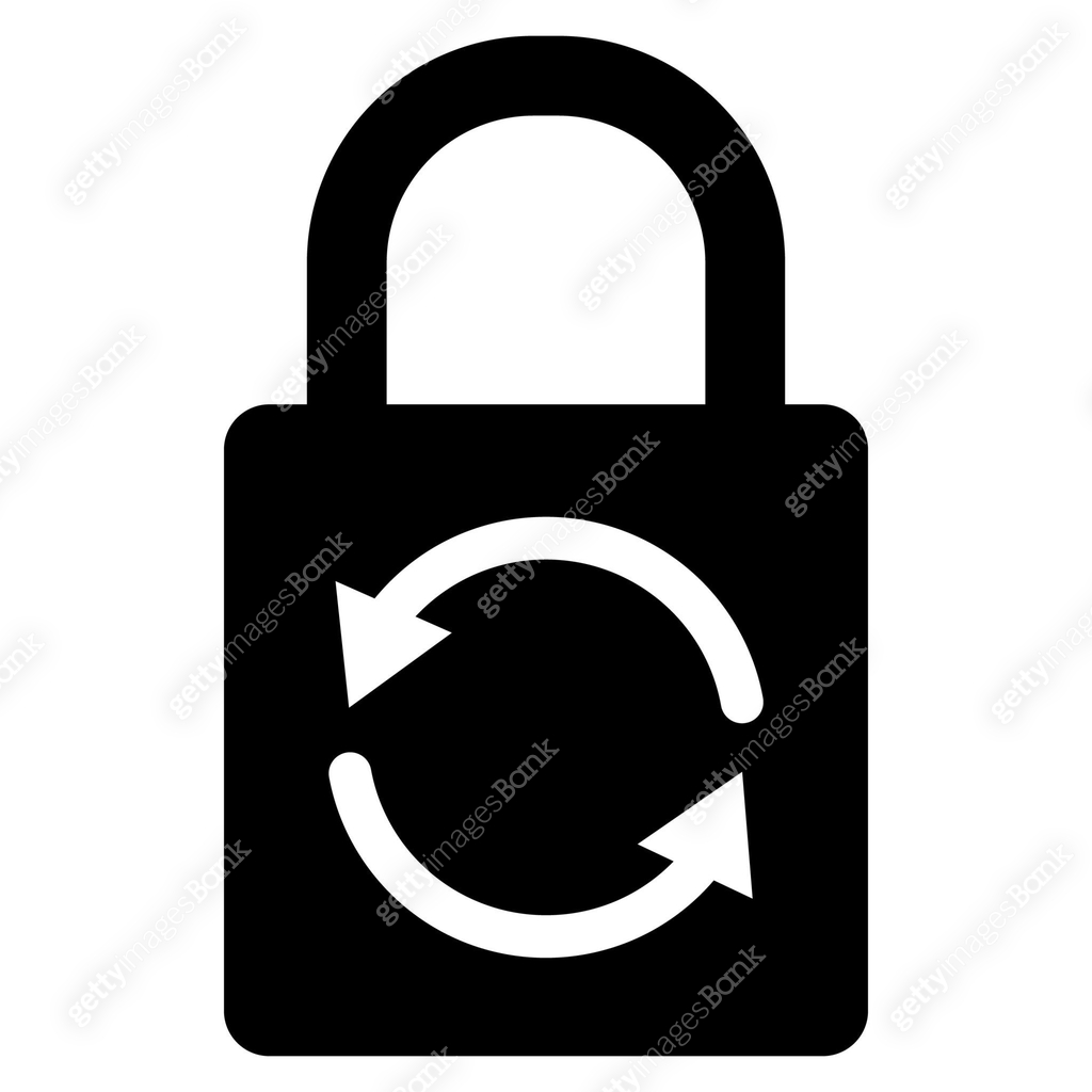 Reset password icon. Repeat safety sign. Lock reload symbol. flat style ...