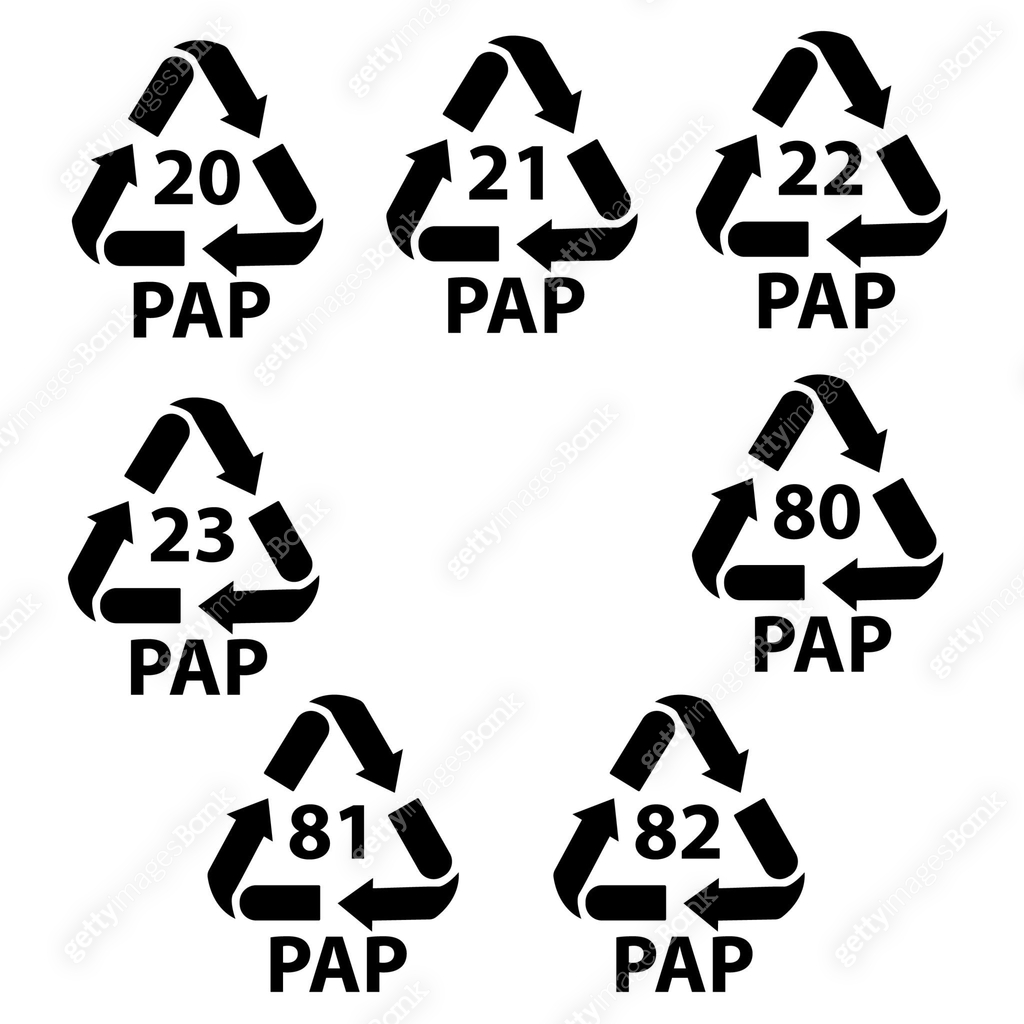 Paper recycling sign. Paper recycling codes set. Ecological recycling ...