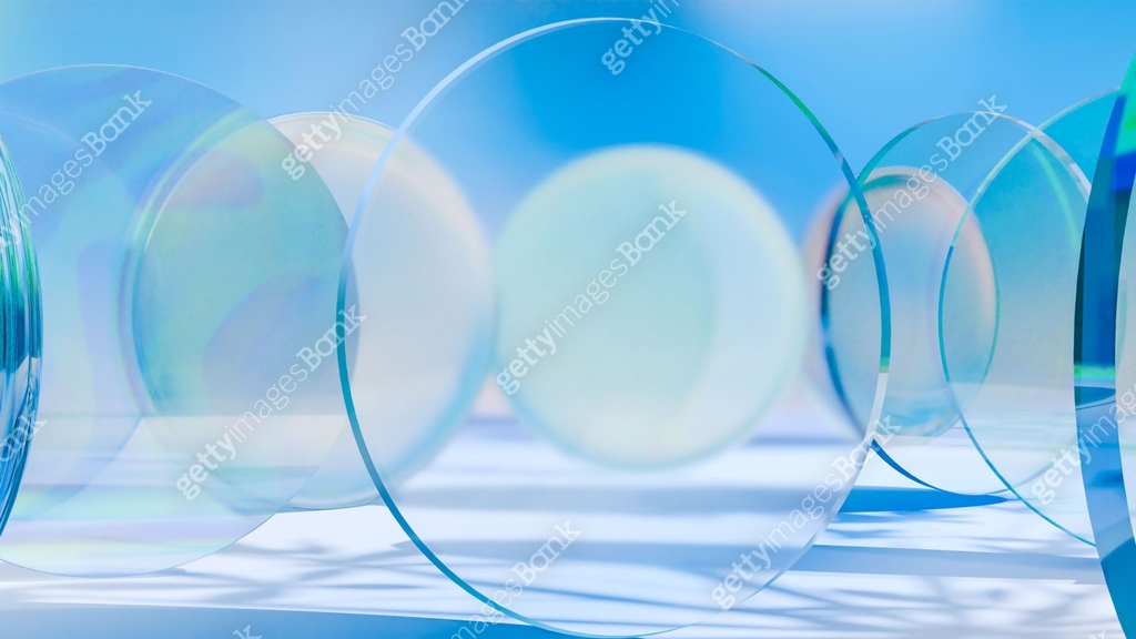 colorful translucent glass lenses, Rotate, glow spectrum, dispersion ...