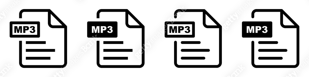 MP3 file format icons set.MP3 file download symbols.File format for ...