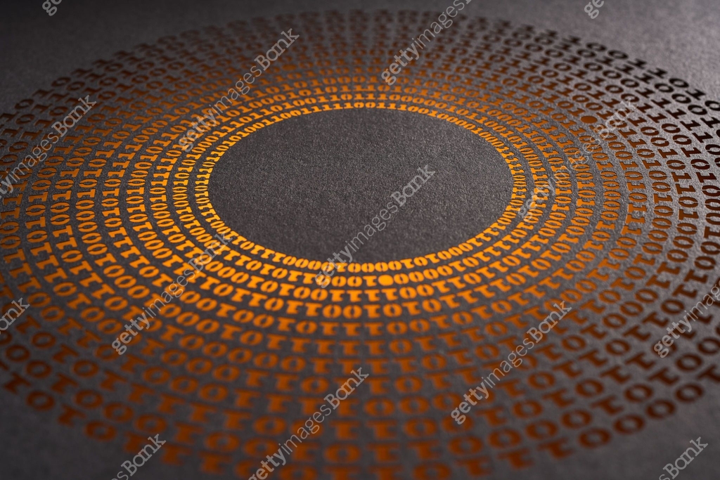 Cut Paper Artwork Featuring Concentric Circular Pattern with Binary ...