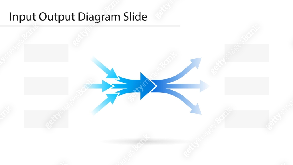 Input Output diagram with merging and diverging arrows slide template ...