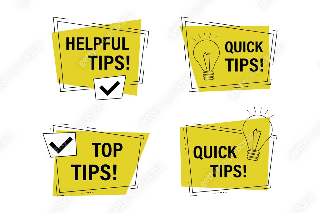 Set of stickers, icons or labels. Helpful tips for business, useful ...