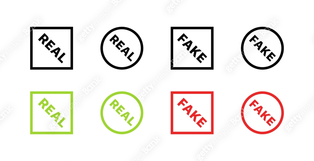 Real or Fake sign set icons. Silhouette and flat style. Vector icons ...