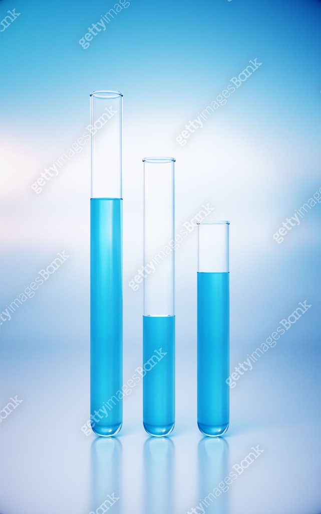 Test Tubes Test Filled with Liquids in Different Scales on Blue ...