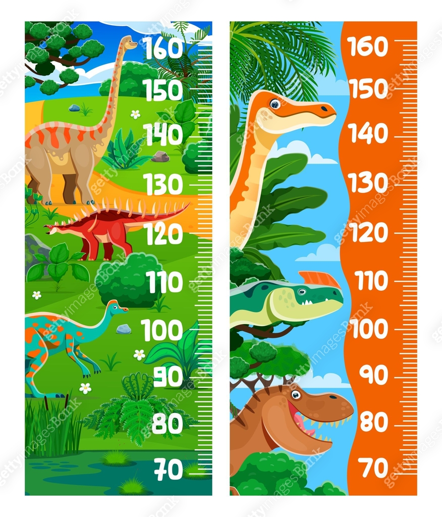 Kids height chart ruler with dinosaur characters 이미지 (2198075003) 일러스트 ...