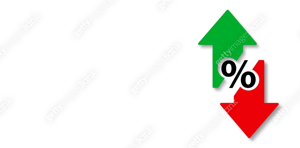 Percentage sign with arrow up and down. Finance interest rate sign ...