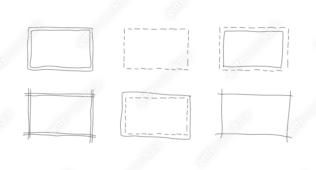 Hand drawn rectangle frames set. Doodle rectangular shapes. Scribble ...