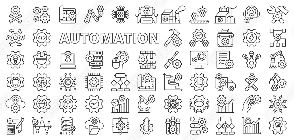 Automation Incons Automation icons in line design. Automation, robotics, AI, machine ...