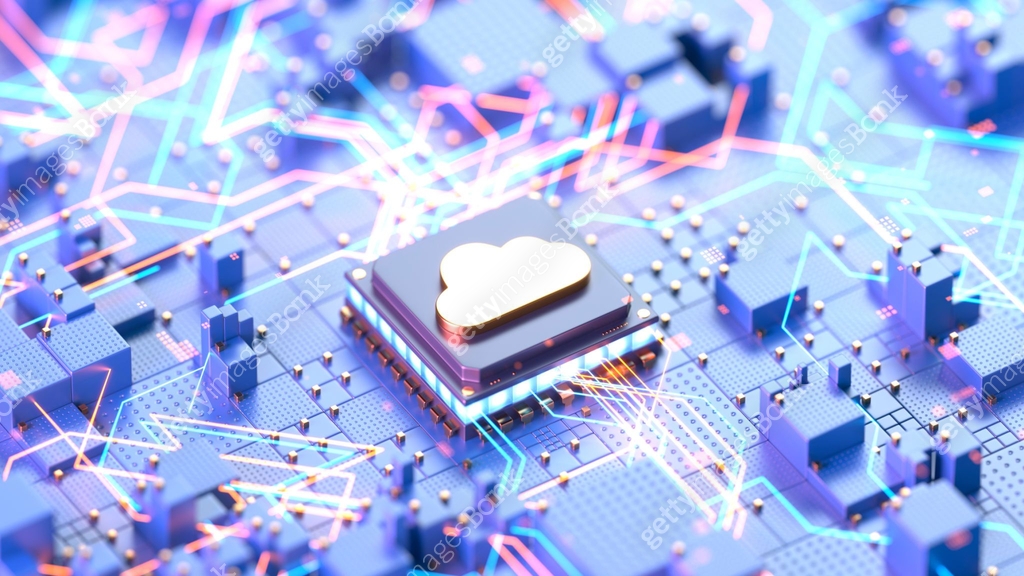 Storage Microchip Cloud computing microchip representing data storage and digital ...