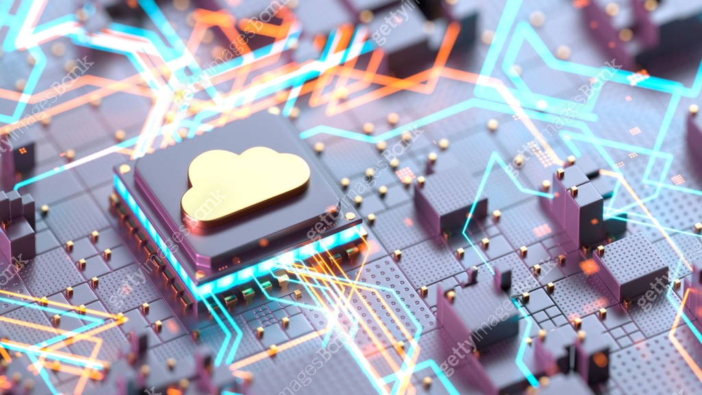 Storage Microchip Cloud computing microchip representing data storage and digital ...