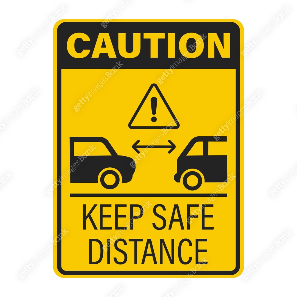 Isolated pictogram of safe distance between cars with an arrow ...