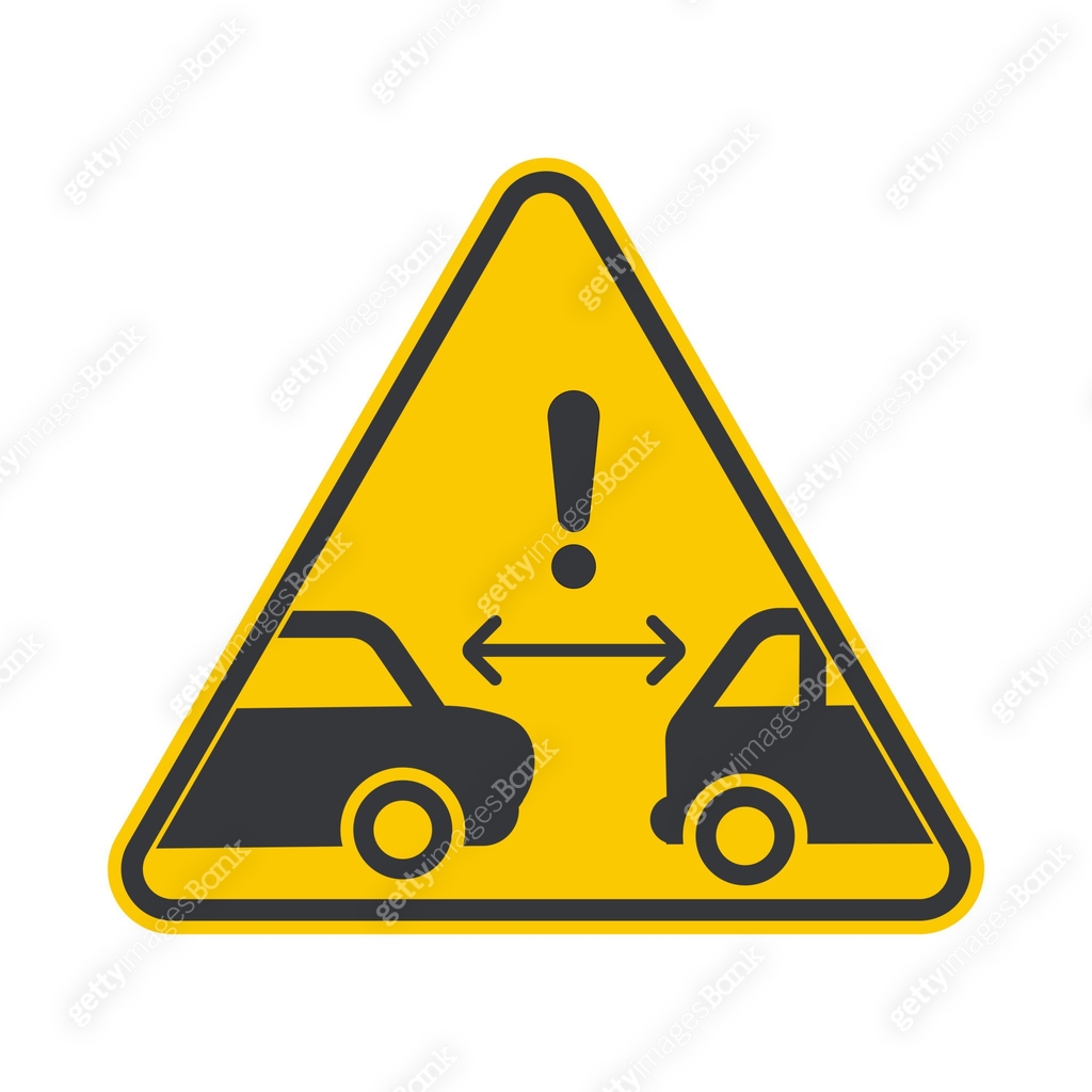 Safe Drive Distance Icon Isolated pictogram of safe distance between cars with an arrow ...