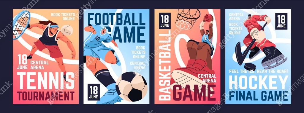 Event poster designs of sports match. Advertising layout of ...
