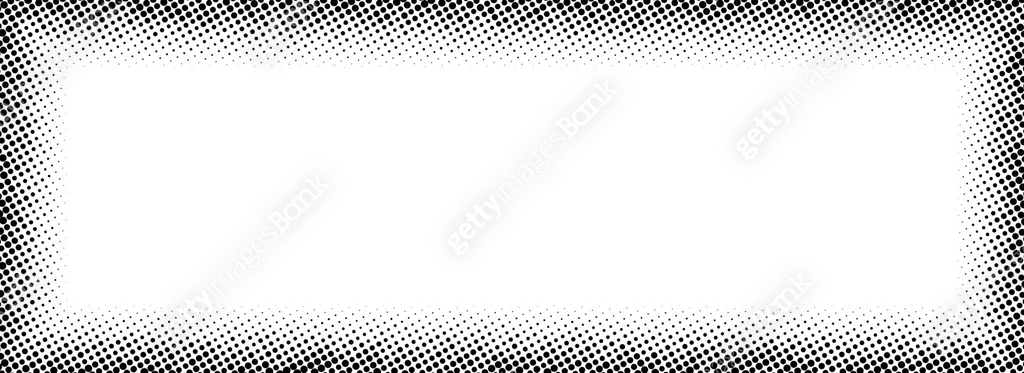 Halftone rectangle grain frame. Black comic dotted border. Pop art ...