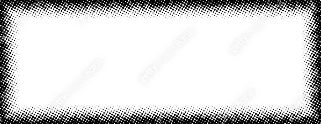 Halftone rectangle grain frame. Black comic dotted border. Pop art ...