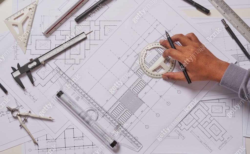 Architect engineer contractor design working drawing sketch plan ...