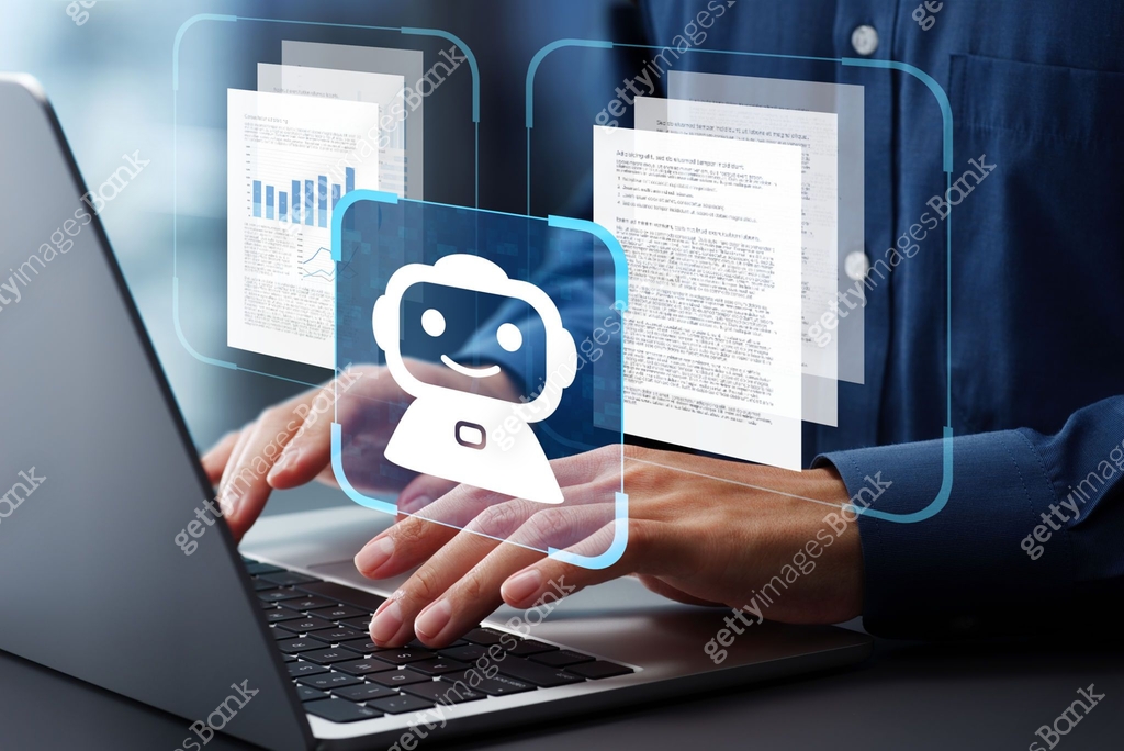 Computer Generating Reports AI agent generating business reports and documents. Generative ...