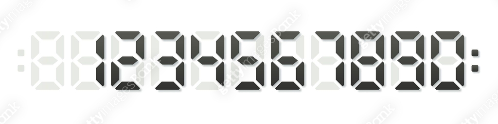 Digital numbers display. Black digits isolated on white background ...