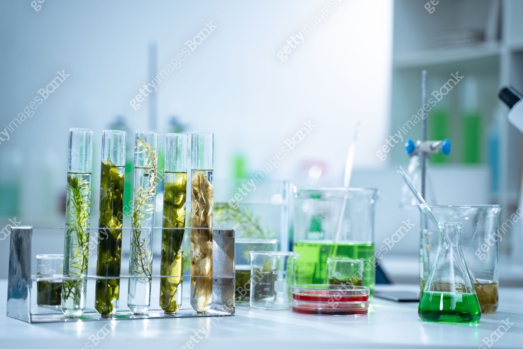 In the green laboratory, biology researchers conduct experiments on ...