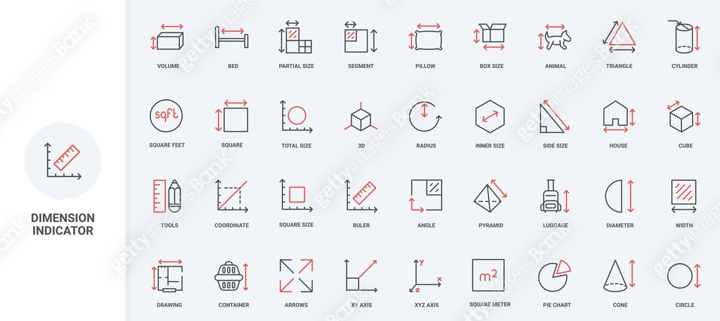 Dimension Break Icon Dimension arrows for geometric shapes, area and floorplan measurement ...